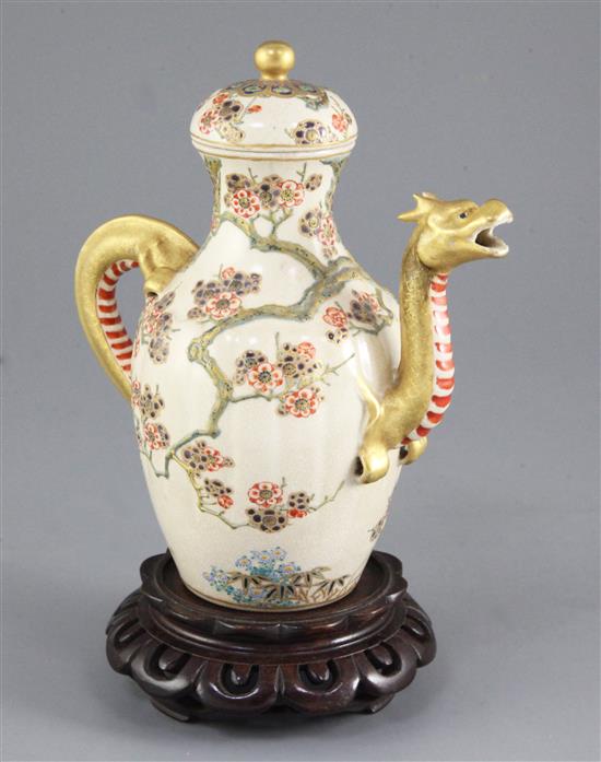 A Japanese Satsuma pottery wine pot, late 19th century, 17cm